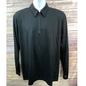 Vintage GUESS Mens Black quarter zip Long Sleeve T-shirt Made in USA Sz Large